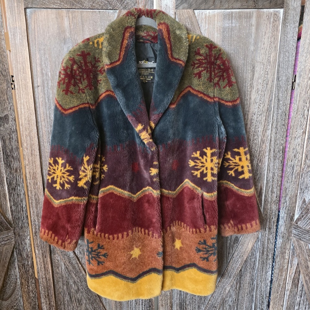 Not Fur Real by Duffel Jacket Women's Size Medium Multicolor Faux‎ Fur Coat